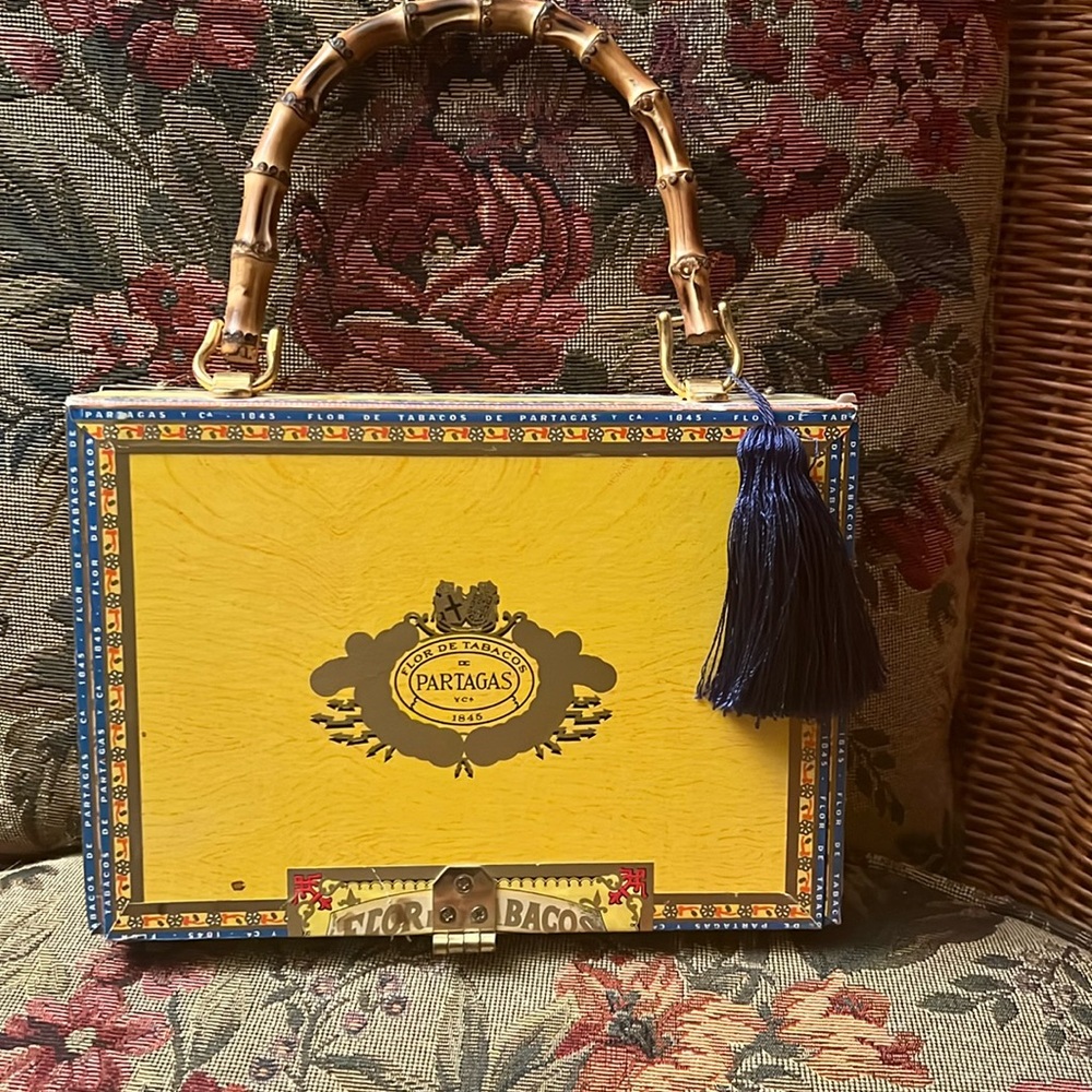 Cigar box purse with Bamboo handle